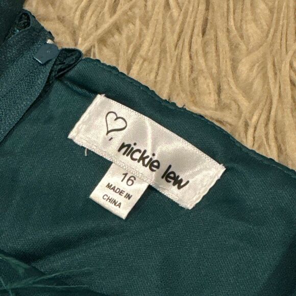 Nickie Lew Green sequined and feathers dress size 12 - Picture 3 of 5